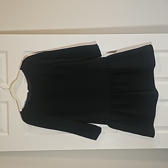 Jcrew Black Lined Peplum 3/4 Sleeve Drop Waist Dress Size 2 - Picture 1 of 8